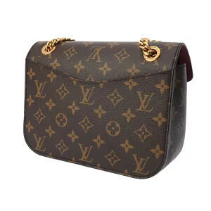 Louis Vuitton Shoulder Monogram Chain Brown Black Canvas Bag Passy